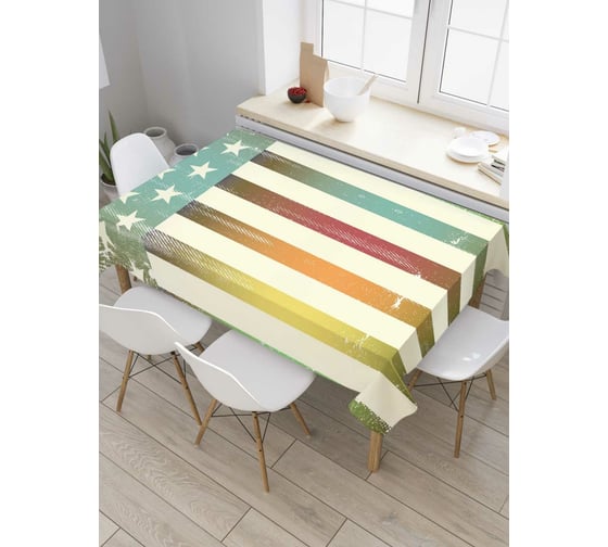 Прямоугольная скатерть JoyArty Полосы и звезды из сатена tc_5148_120x145 1