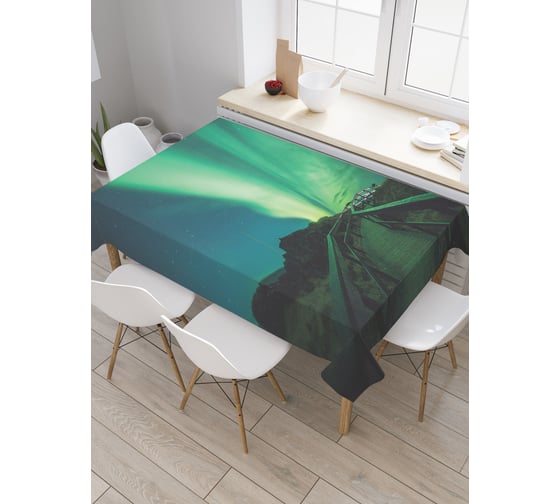 Прямоугольная скатерть JoyArty Северное сияние над мостиком из сатена tc_29278_120x145 1
