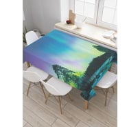 Прямоугольная скатерть JoyArty Северное сияние над деревьями из сатена tc_29276_120x145