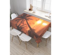 Прямоугольная скатерть JoyArty Силуэт пальмы на закате из сатена tc_29136_120x145