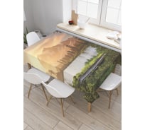 Прямоугольная скатерть JoyArty Деревянная дорога через лес из сатена tc_20738_120x145