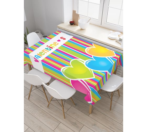 Прямоугольная скатерть JoyArty Радужные сердца из сатена tc_22886_120x145 1