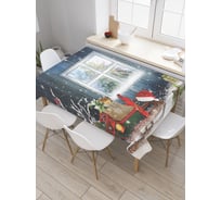 Прямоугольная скатерть JoyArty Игрушки у окна из сатена tc_21457_120x145