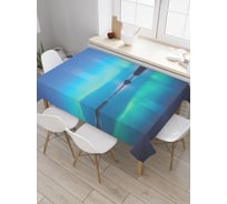 Прямоугольная скатерть JoyArty Северное сияние на фоне озера из сатена tc_29283_120x145