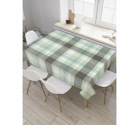 Прямоугольная скатерть JoyArty Мятно-зеленая клетка из сатена tc_31125_120x145 1