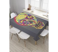 Прямоугольная скатерть JoyArty Разрисованный череп из сатена tc_28562_120x145