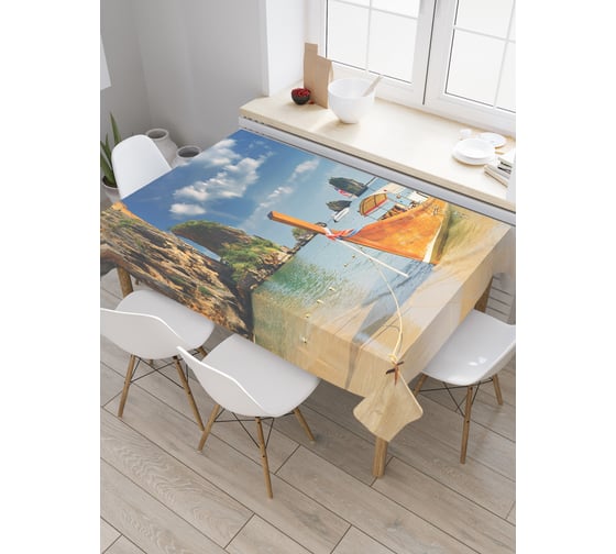 Прямоугольная скатерть JoyArty Прогулочная лодка из сатена tc_29204_120x145 1