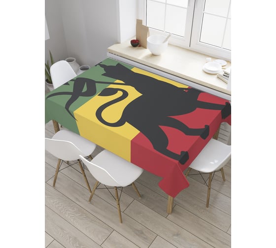 Прямоугольная скатерть JoyArty Силуэт льва на флаге из сатена tc_36091_120x145 1