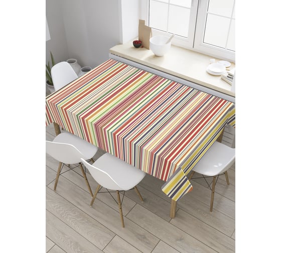 Прямоугольная скатерть JoyArty Разноцветные полосы из сатена tc_28385_120x145 1