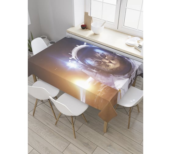 Прямоугольная скатерть JoyArty Селфи в космосе из сатена tc_33518_120x145 1