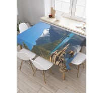 Прямоугольная скатерть JoyArty Горное озеро из сатена tc_29161_120x145