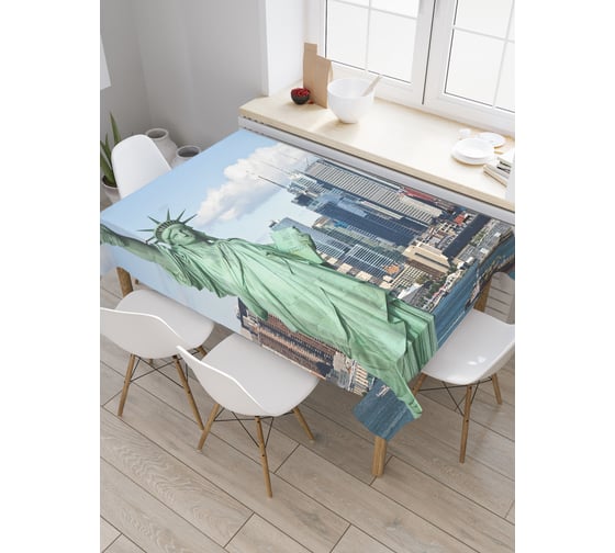 Прямоугольная скатерть JoyArty За статуей Свободы из сатена tc_2521_120x145 1