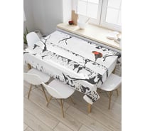 Прямоугольная скатерть JoyArty Птичка на березе из сатена tc_6617_120x145