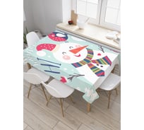Прямоугольная скатерть JoyArty Приветливый снеговик из сатена tc_20308_120x145