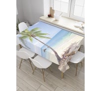 Прямоугольная скатерть JoyArty Всезнающая пальма из сатена tc_8828_120x145