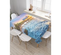 Прямоугольная скатерть JoyArty Причал на рассвете из сатена tc_36798_120x145