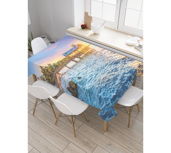 Прямоугольная скатерть JoyArty Причал на рассвете из сатена tc_36798_120x145 1