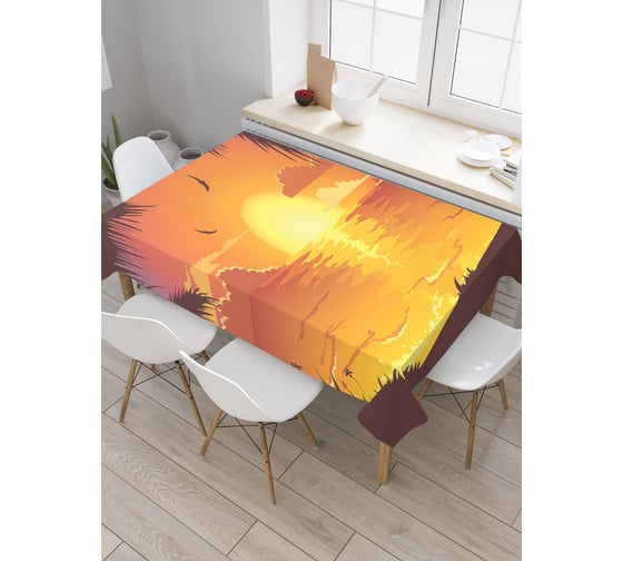 Прямоугольная скатерть JoyArty Закат между пальмами из сатена tc_29024_120x145 1