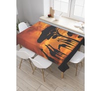 Прямоугольная скатерть JoyArty Жирафы встречают вечер из сатена tc_21739_120x145