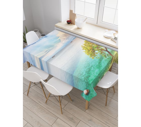 Прямоугольная скатерть JoyArty Дерево у моря из сатена tc_29807_120x145 1