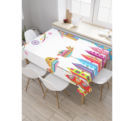 Прямоугольная скатерть JoyArty Расписной скворечник из сатена tc_21639_120x145 1