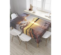 Прямоугольная скатерть JoyArty Рассвет на причале из сатена tc_32480_120x145