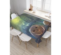 Прямоугольная скатерть JoyArty Жуткий замок из сатена tc_18800_120x145