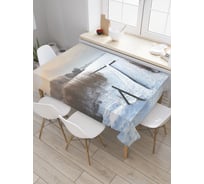 Прямоугольная скатерть JoyArty Заснеженный мостик из сатена tc_29217_120x145