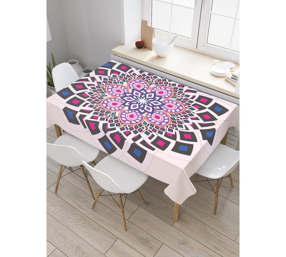 Прямоугольная скатерть JoyArty Геометрический цветок из сатена tc_31352_120x145