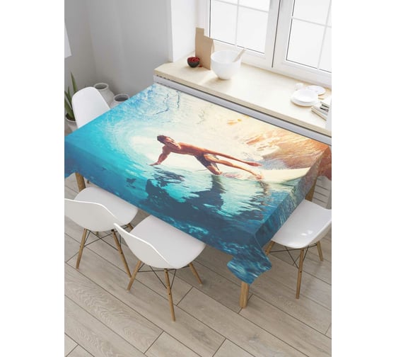 Прямоугольная скатерть JoyArty Серфер ловит волну из сатена tc_36949_120x145 1