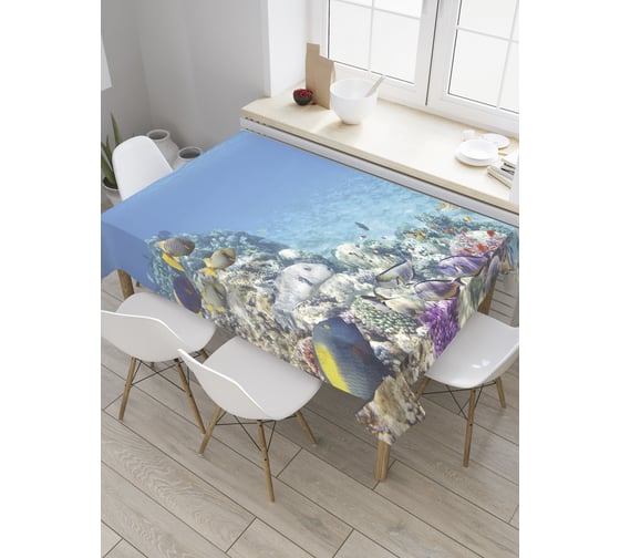 Прямоугольная скатерть JoyArty Жизнь на дне океана из сатена tc_9227_120x145 1