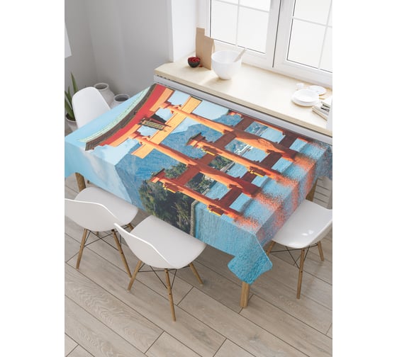 Прямоугольная скатерть JoyArty Водная постройка из сатена tc_4140_120x145