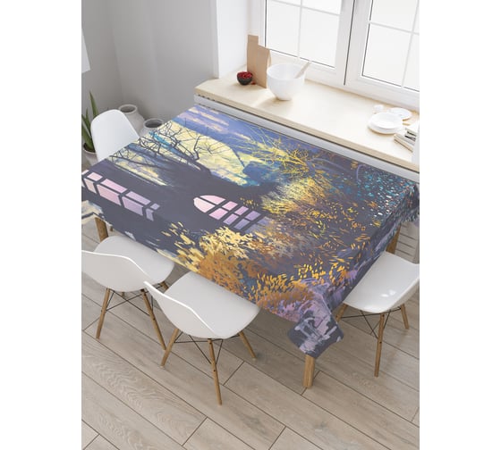 Прямоугольная скатерть JoyArty Загадочный дом из сатена tc_23030_120x145