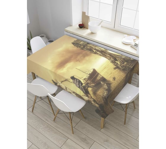 Прямоугольная скатерть JoyArty Дом в пустыне из сатена tc_8144_120x145 1