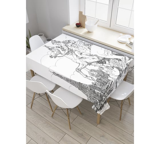 Прямоугольная скатерть JoyArty Всадница на коне из сатена tc_32982_120x145 1