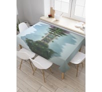 Прямоугольная скатерть JoyArty Мост на фоне гор из сатена tc_20635_120x145