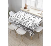 Прямоугольная скатерть JoyArty Птицы на ветках из сатена tc_7665_120x145