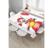 Прямоугольная скатерть JoyArty Собачка с розой в зубах из сатена tc_91965_120x145