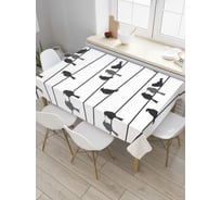 Прямоугольная скатерть JoyArty Птичьи сплетни из сатена tc_5233_120x145