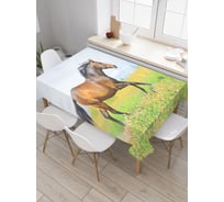 Прямоугольная скатерть JoyArty Мустанг в прерии из сатена tc_29240_120x145