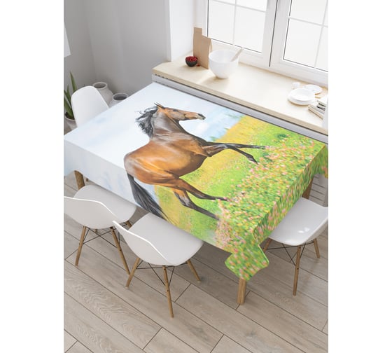 Прямоугольная скатерть JoyArty Мустанг в прерии из сатена tc_29240_120x145 1