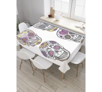 Прямоугольная скатерть JoyArty Разукрашенные черепа из сатена tc_35943_120x145
