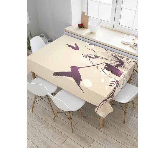 Прямоугольная скатерть JoyArty Птичка колибри на цветке из сатена tc_66176_120x145 1