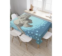 Прямоугольная скатерть JoyArty Слоненок плывет из сатена tc_29130_120x145