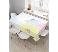 Прямоугольная скатерть JoyArty Разноцветные ромашки из сатена tc_38092_120x145