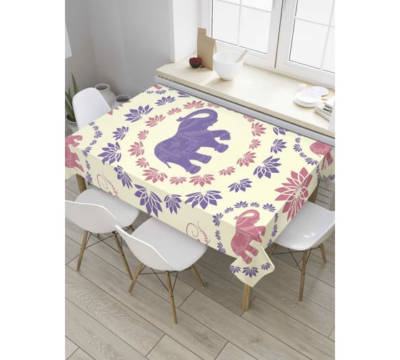 Прямоугольная скатерть JoyArty Приветливые слоны из сатена tc_8892_120x145 1