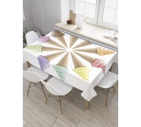 Прямоугольная скатерть JoyArty Разноцветные рожки из сатена tc_36334_120x145