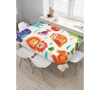 Прямоугольная скатерть JoyArty Разноцветные звери из сатена tc_37589_120x145