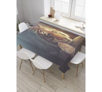 Прямоугольная скатерть JoyArty Скучающий тигр из сатена tc_32492_120x145