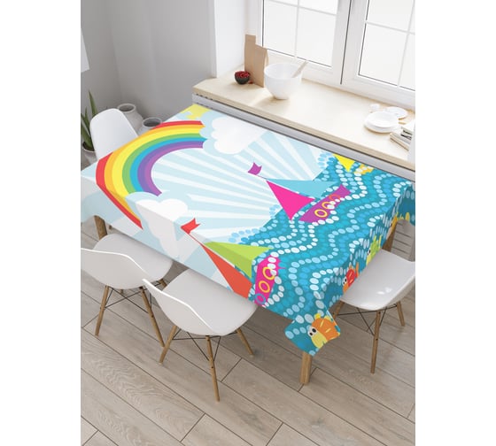 Прямоугольная скатерть JoyArty На волнах радости из сатена tc_26040_120x145 1